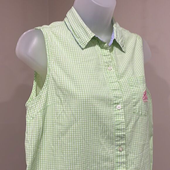 Lauren Ralph Lauren Gingham Button Down Tank Top.  Size M medium 8/10 - Picture 4 of 9